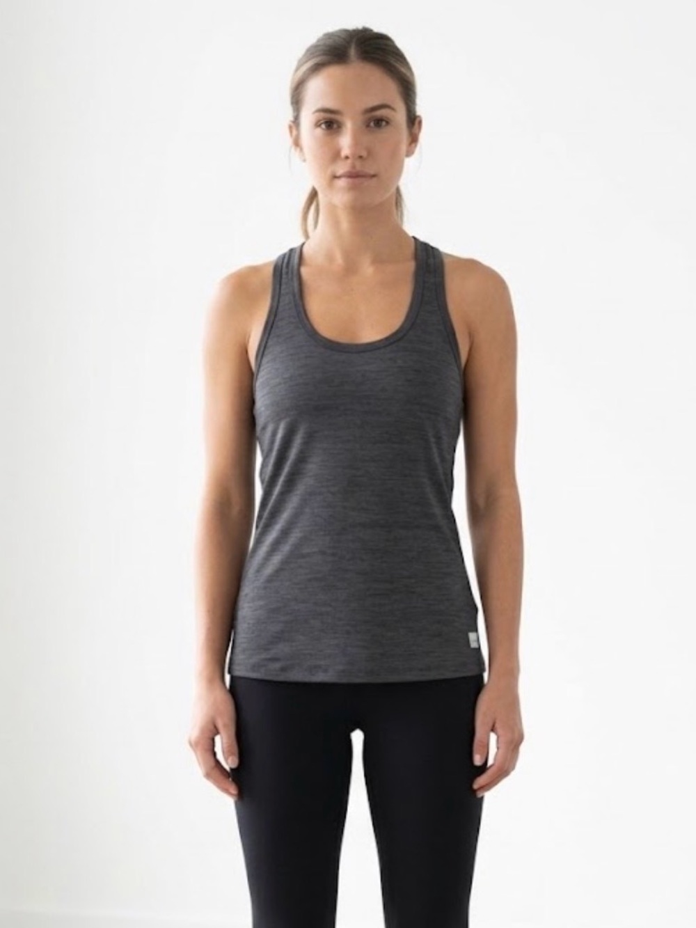 Vuori Lux Heather Charcoal Gray Racerback Athletic Tank Top